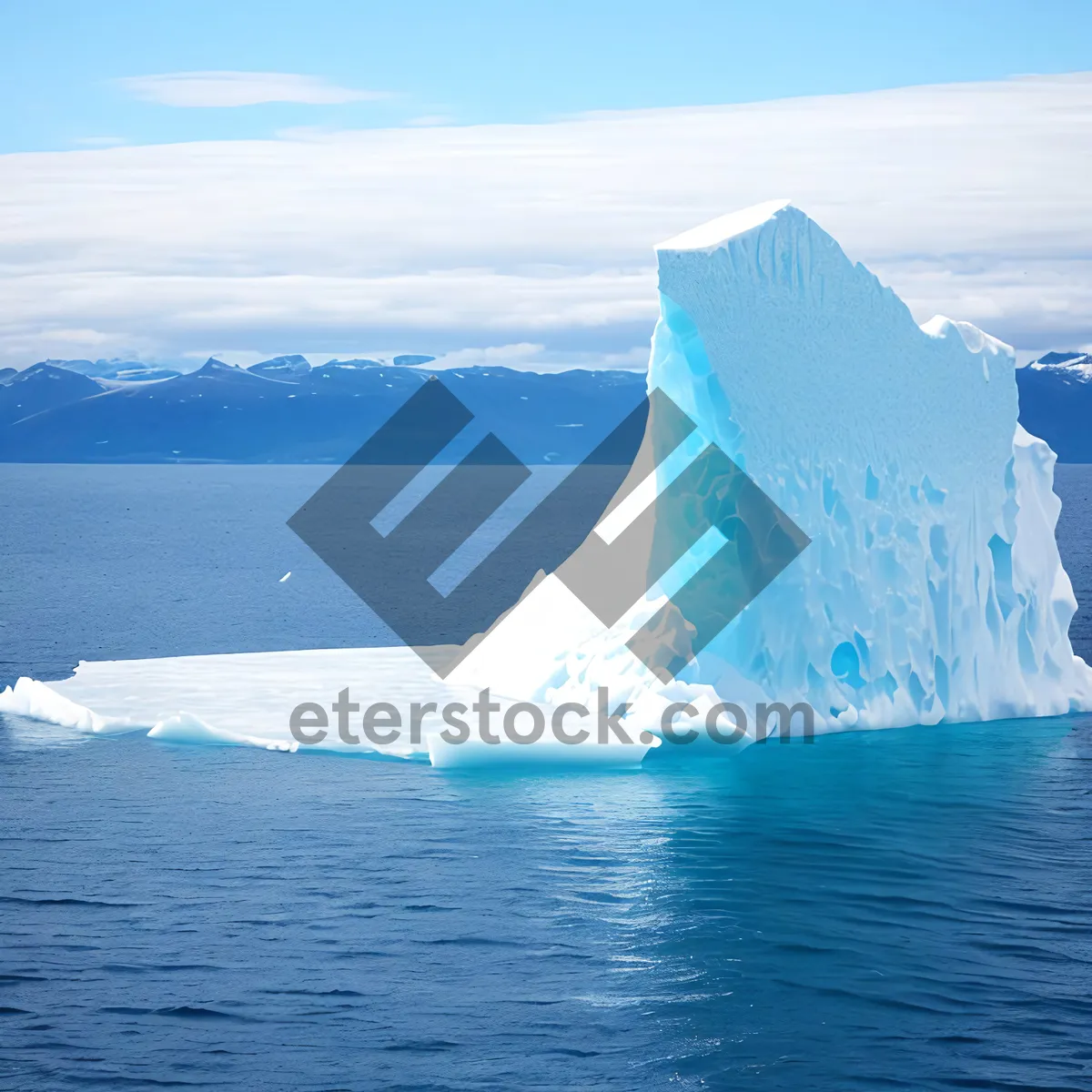 Picture of Frozen Arctic Seascape: Majestic Iceberg Amidst Icy Waves