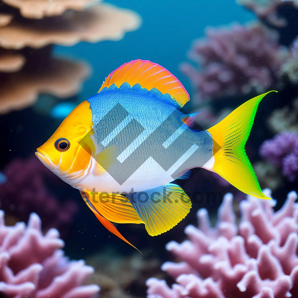 Picture of Colorful Anemone Fish in Tropical Coral Reef