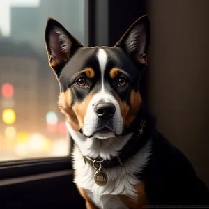 Cute Greater Swiss Mountain Dog Puppy in Studio