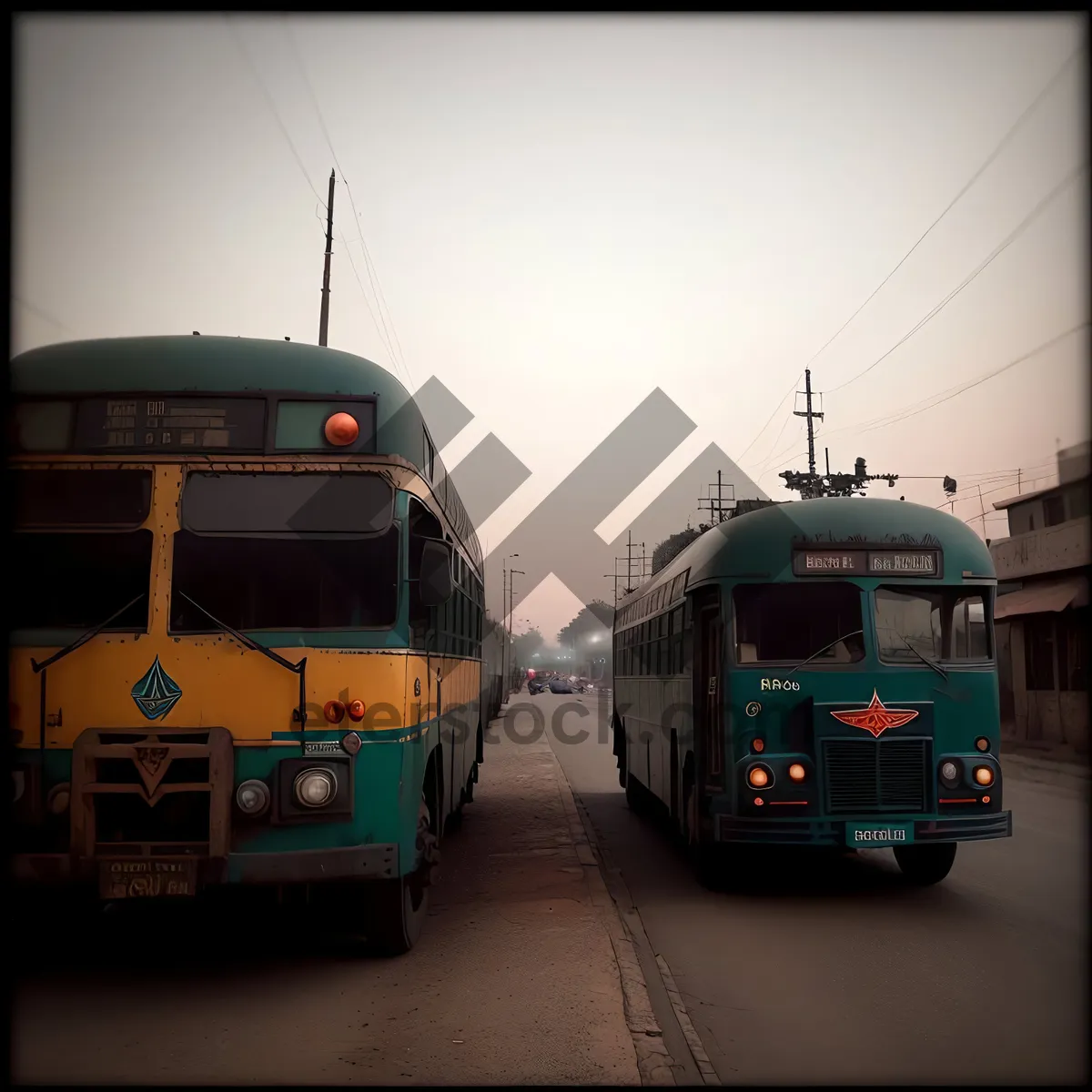 Picture of City Transportation: Public Bus on Busy Street