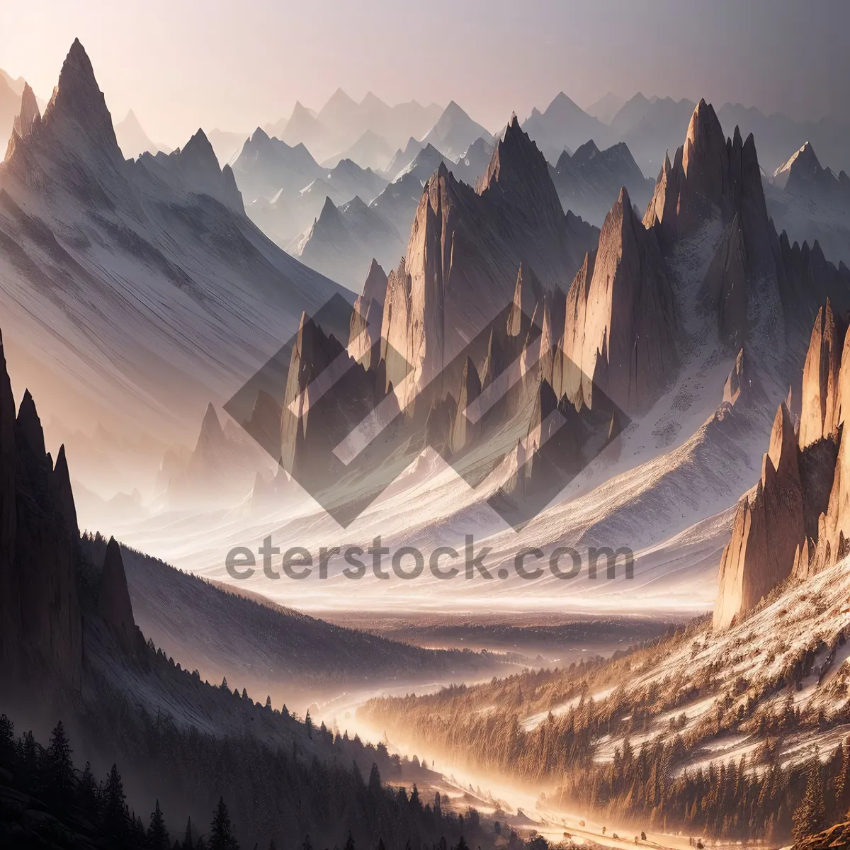 Picture of Majestic Alpine Range Embracing Snow-Covered Peaks