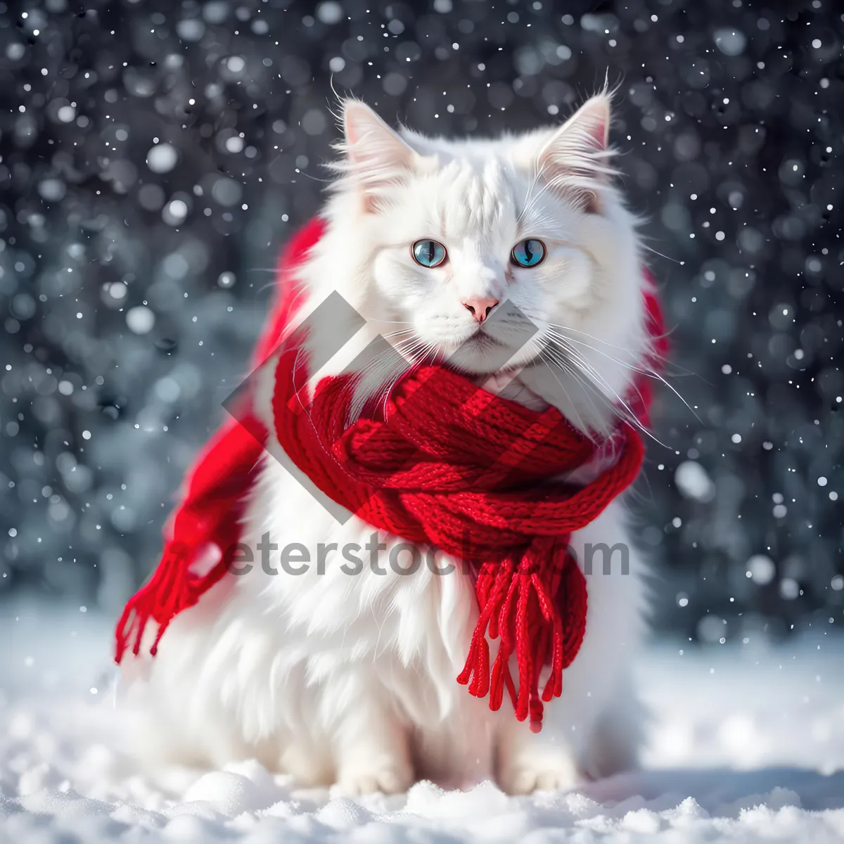 Picture of Adorable feline kitten with cute ribbon