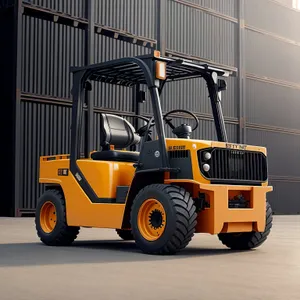 Heavy-duty Forklift delivering cargo in warehouse