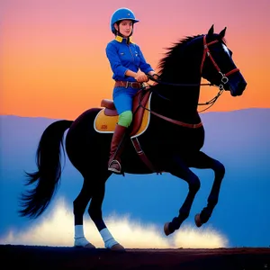 Thoroughbred Horse Racing at Sunset