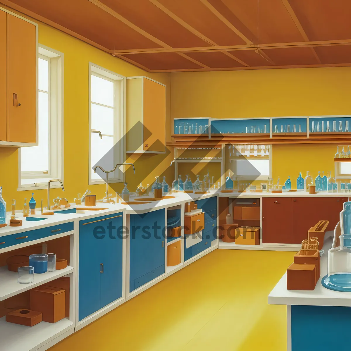 Picture of Modern Wood-Floor Alcove with Lamp