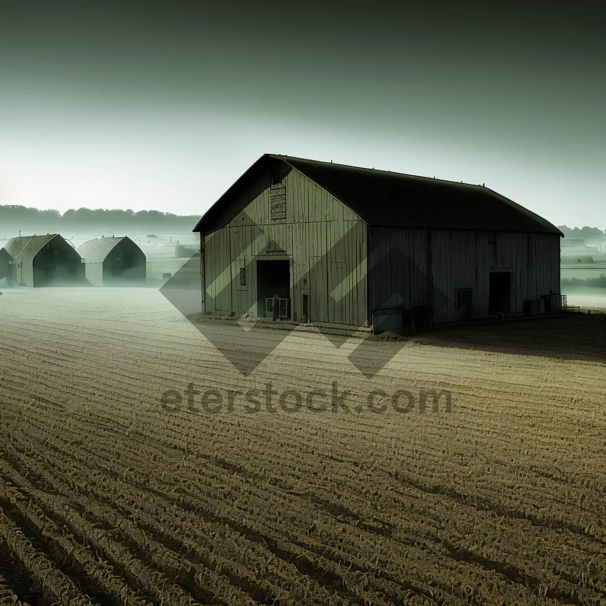 Picture of Old rural barn in a landscape with trees