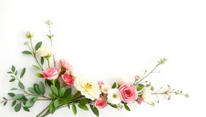 Floral Silhouette Design Element with Pink Flowers