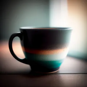 Morning Cheers: Aromatic Beverage in Black Coffee Mug and Saucer