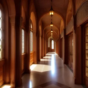 Ancient Cathedral Vault with Arched Columns