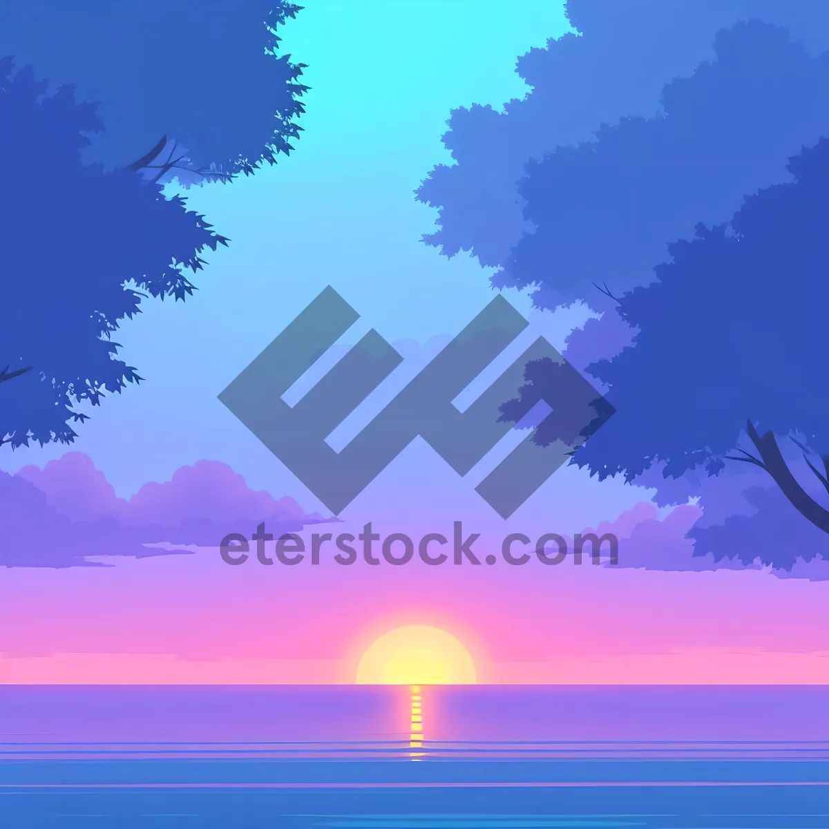 Picture of Vibrant Summer Sunset over the Ocean