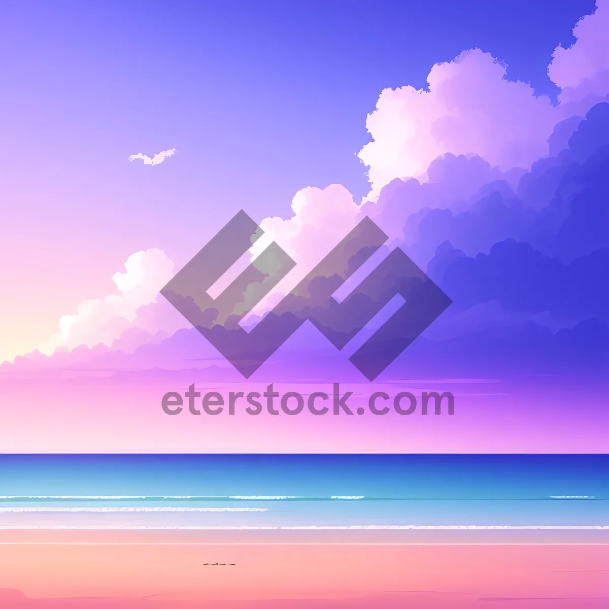 Picture of Sunlit Seascape: Tranquil Beach Horizon with Clear Sky