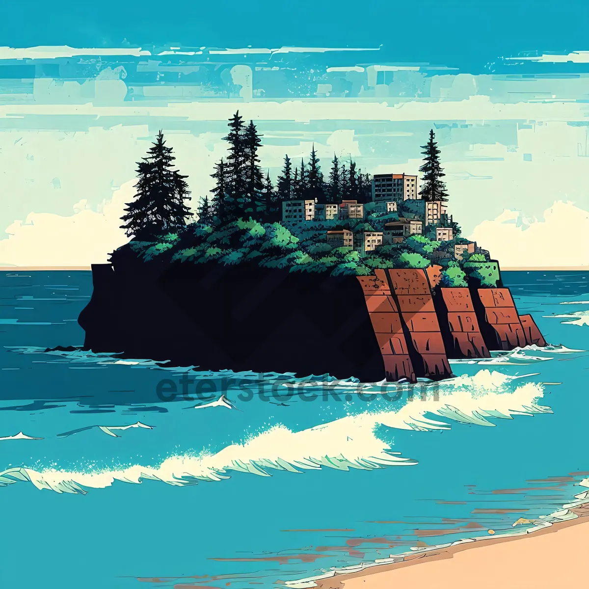 Picture of Turquoise Waterscape - Serene Beach Bay