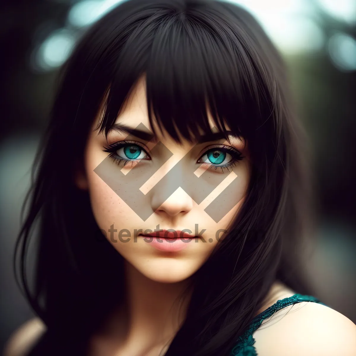 Picture of Sultry Brunette Fashion Portrait with Sensual Locks