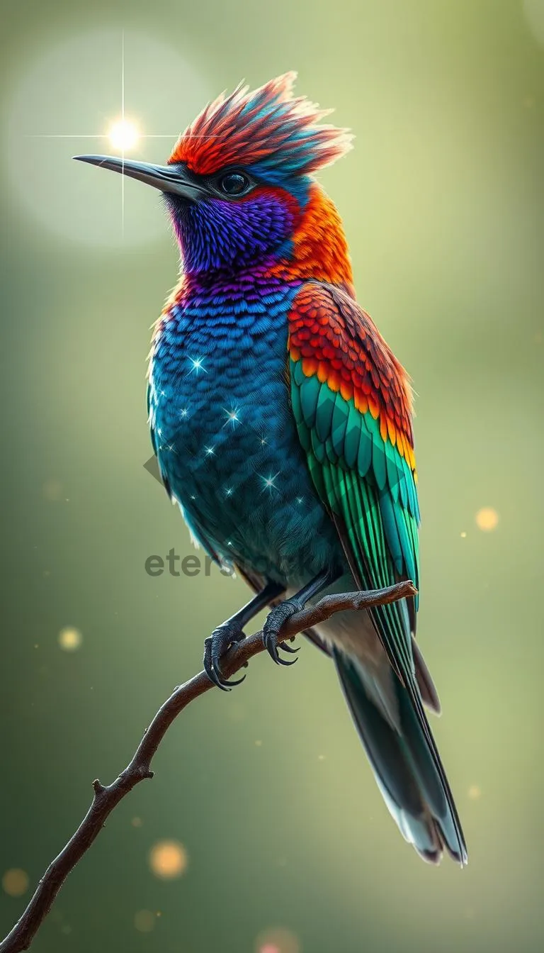 Picture of Colorful Macaw Parrot on Tropical Branch