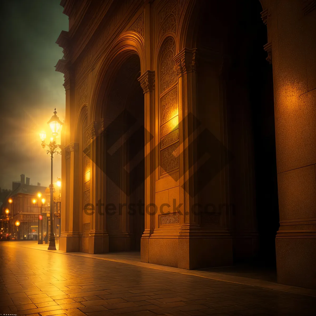 Picture of Nighttime Triumph - Ancient Cathedral's Majestic Arch