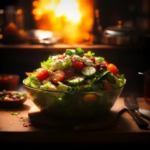 Healthy Gourmet Salad with Fresh Vegetables and Fruits