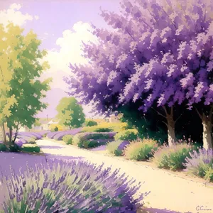 Lavender Heath in a Purple Flower Field