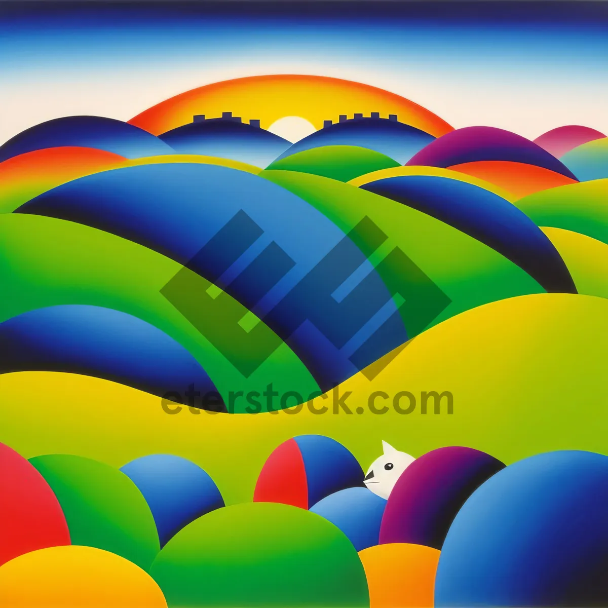 Picture of Colorful Graphic Art: Vibrant Rainbow Backdrop Design