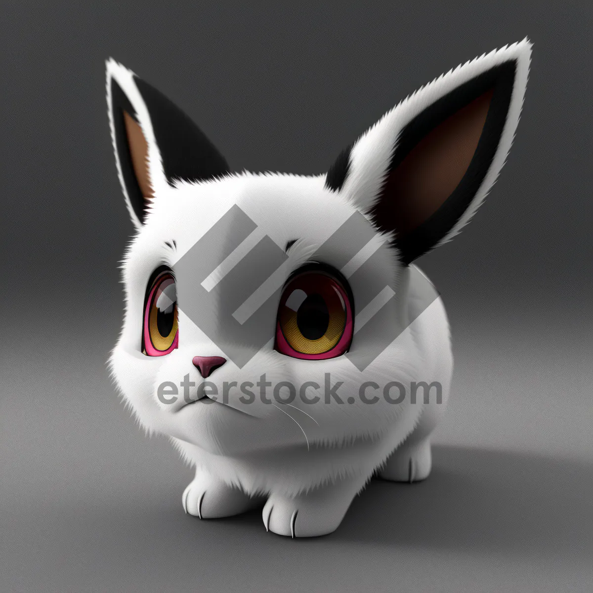 Picture of Pink Piggy Bank with Money and Rabbit