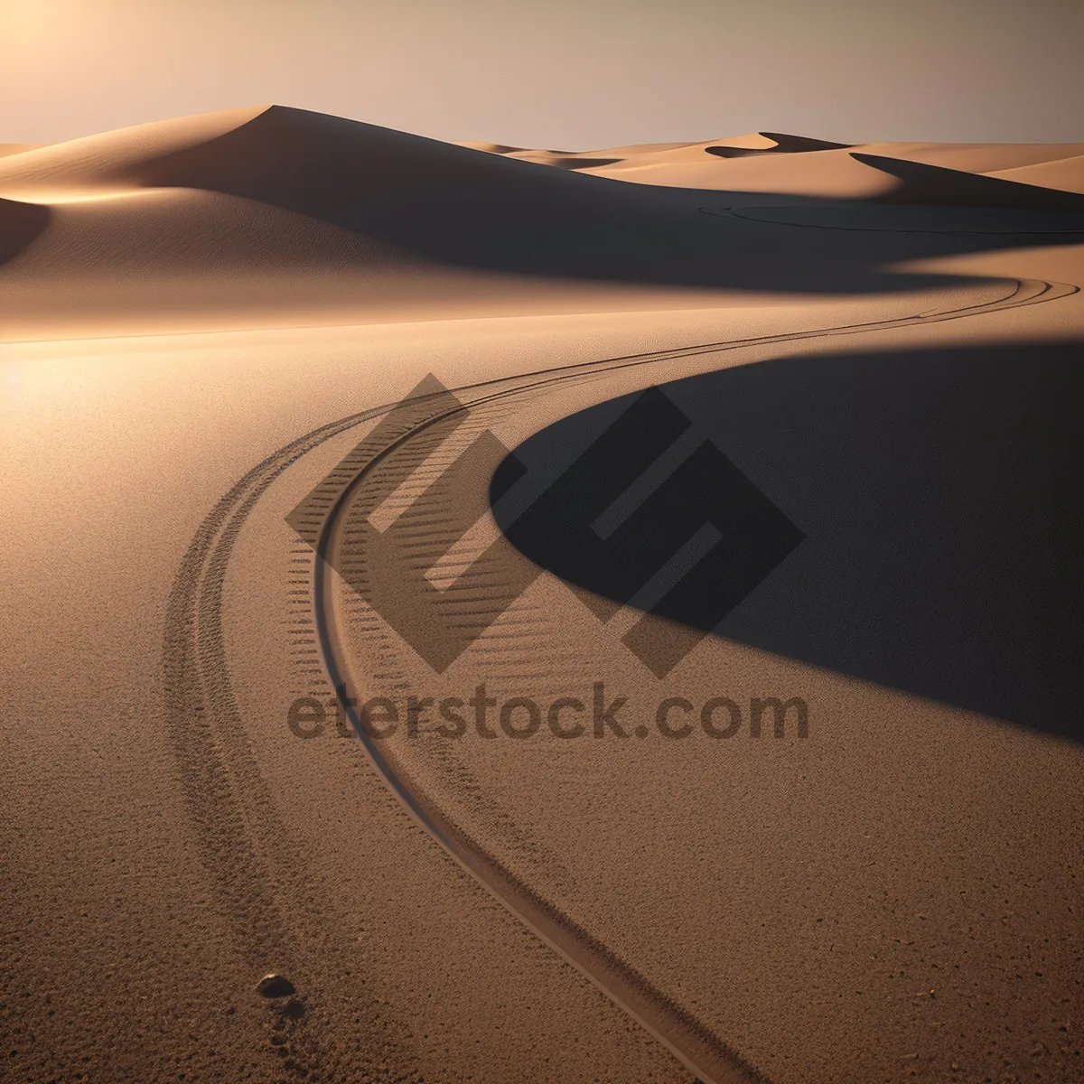 Picture of Serene Desert Dunes Stretching Underneath Golden Light