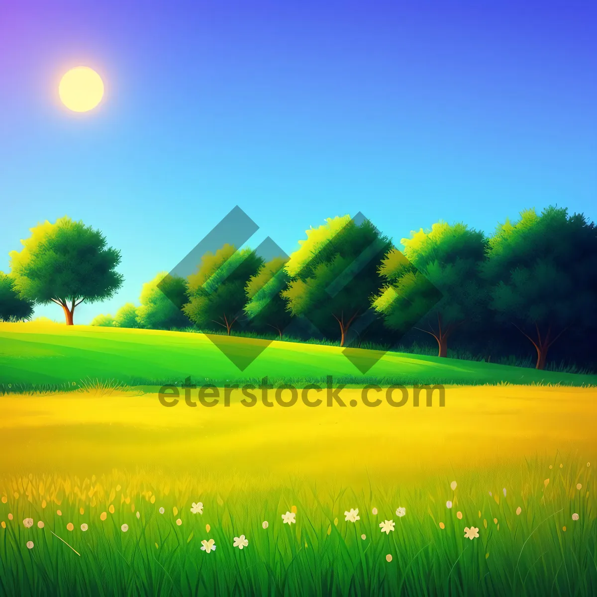 Picture of Vibrant Dandelion Meadow in Rural Landscape