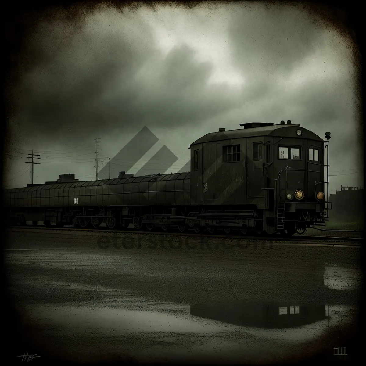 Picture of Vintage Steam Locomotive Chugging Along Railway