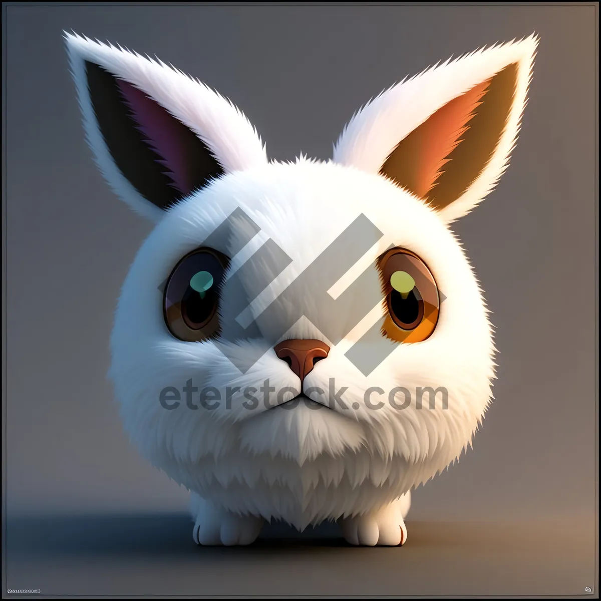 Picture of Furry Fluffball: Close-up Portrait of Adorable Pet Rabbit