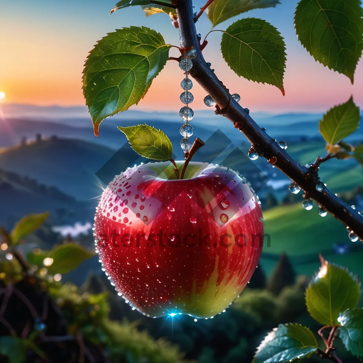 Picture of Juicy Red Delicious Cherry Berry Fruit From Garden.