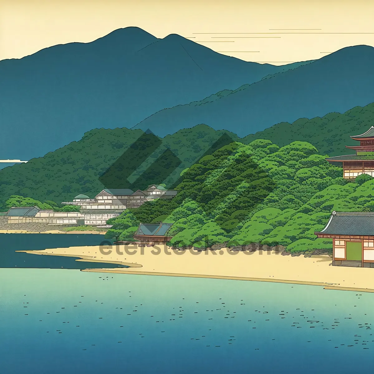 Picture of Mountain View by the Lake