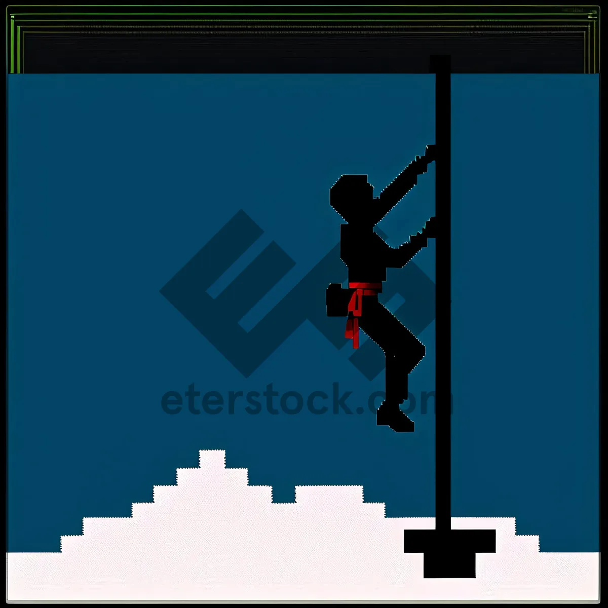 Picture of Silhouette of a Businessman Climbing Stairs on a Map.