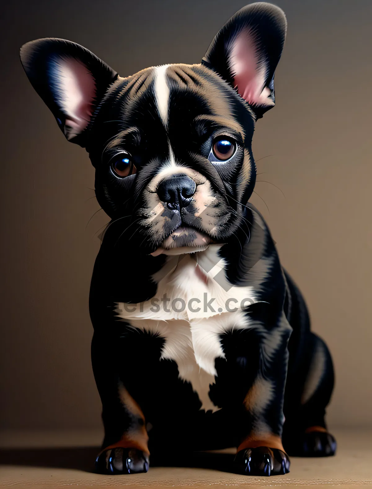 Picture of Cute Bulldog Puppy Looking Brown