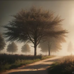 Golden Sunset over Rustic Country Landscape