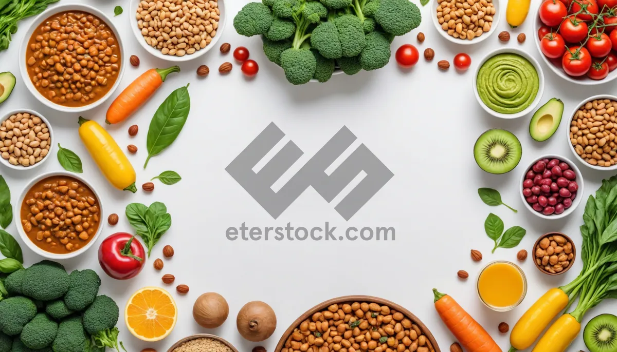 Picture of Healthy Fruit and Vegetable Collection in Frame