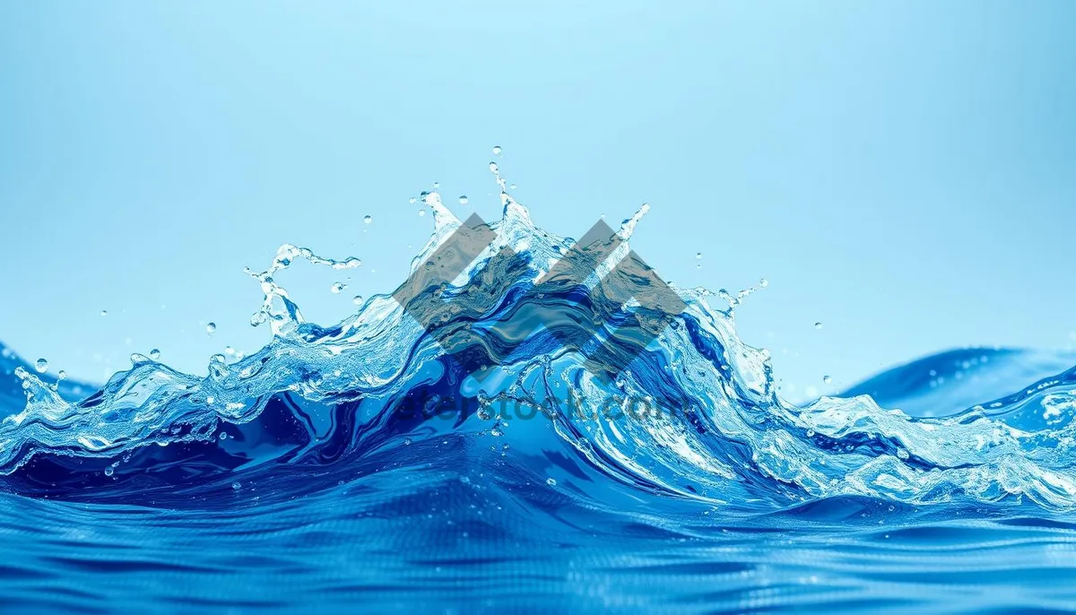 Picture of Fresh Clear Water Splash with Bubbles and Ripples