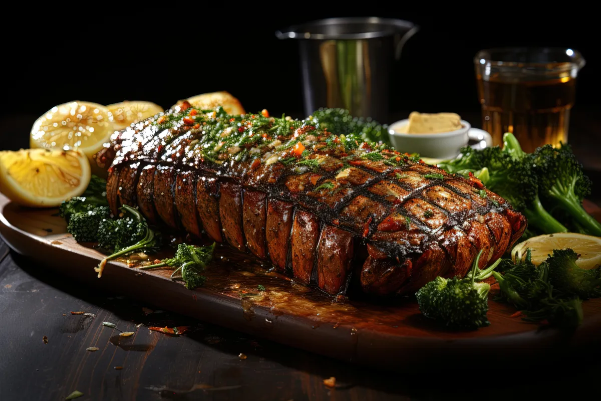 Picture of Grilled Beef Plate with Roasted Vegetables and Sauce