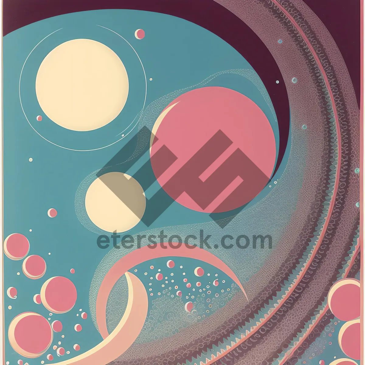 Picture of Patterned Water Droplets on Circle Design Wallpaper