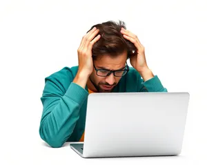 Professional businesswoman working on laptop in office.