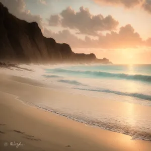 Serene Sunset Over Tropical Beach