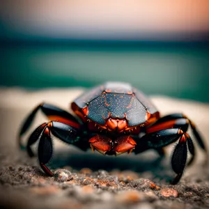 Rock Crab Close-Up: Detailed Hermit Crab with Ladybug Features