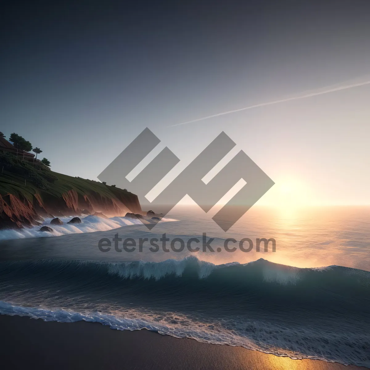 Picture of Serene Sunset over Coastal Paradise