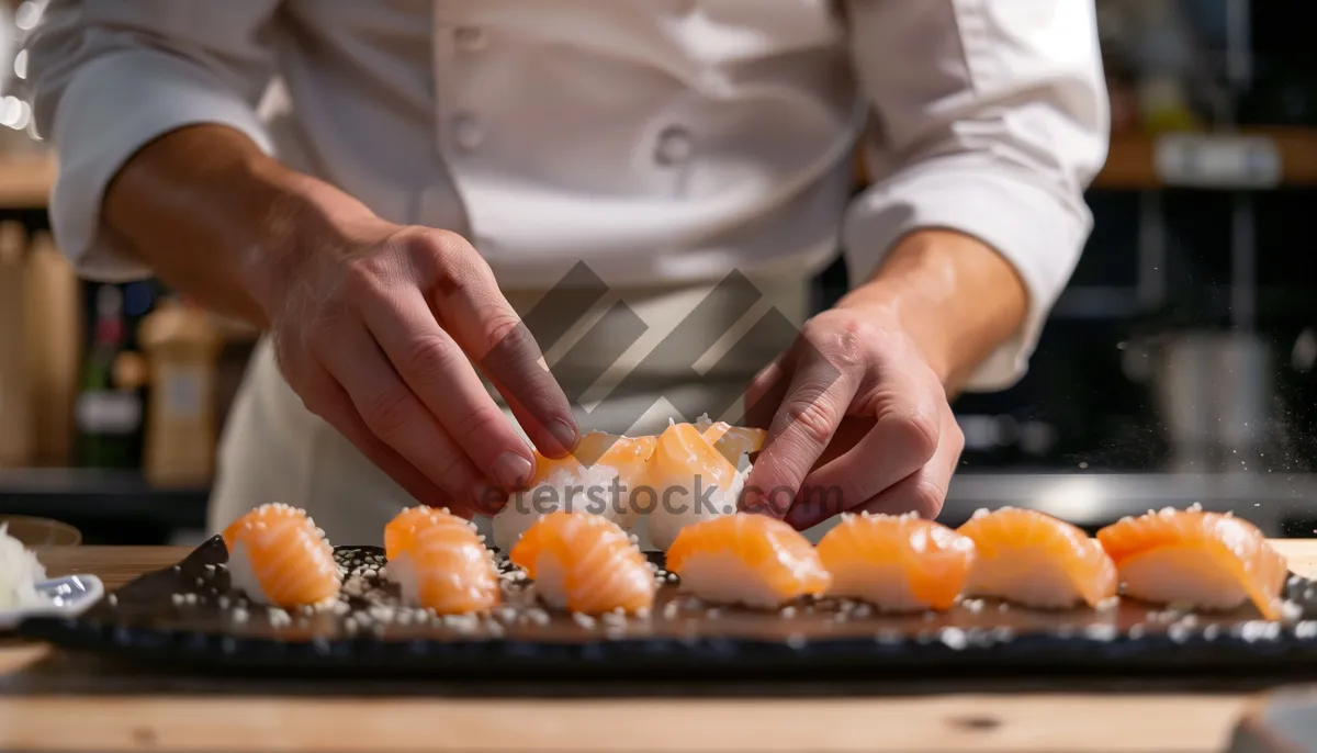 Picture of Orange Salmon Sushi Plate - Fresh and Delicious Meal