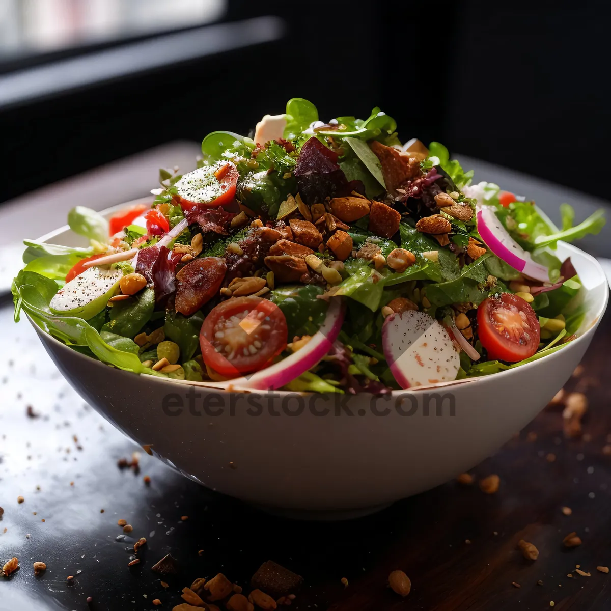 Picture of Delicious Vegetarian Salad with Fresh Vegetables and Sauce