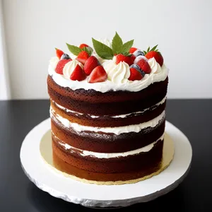 Fresh strawberry and chocolate cream pastry dessert plate