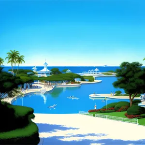 Tropical Paradise: Beachfront Bliss, Palm Trees, and Azure Waters.