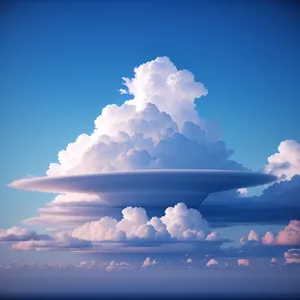 Skybound Iceberg Under Heavenly Clouds