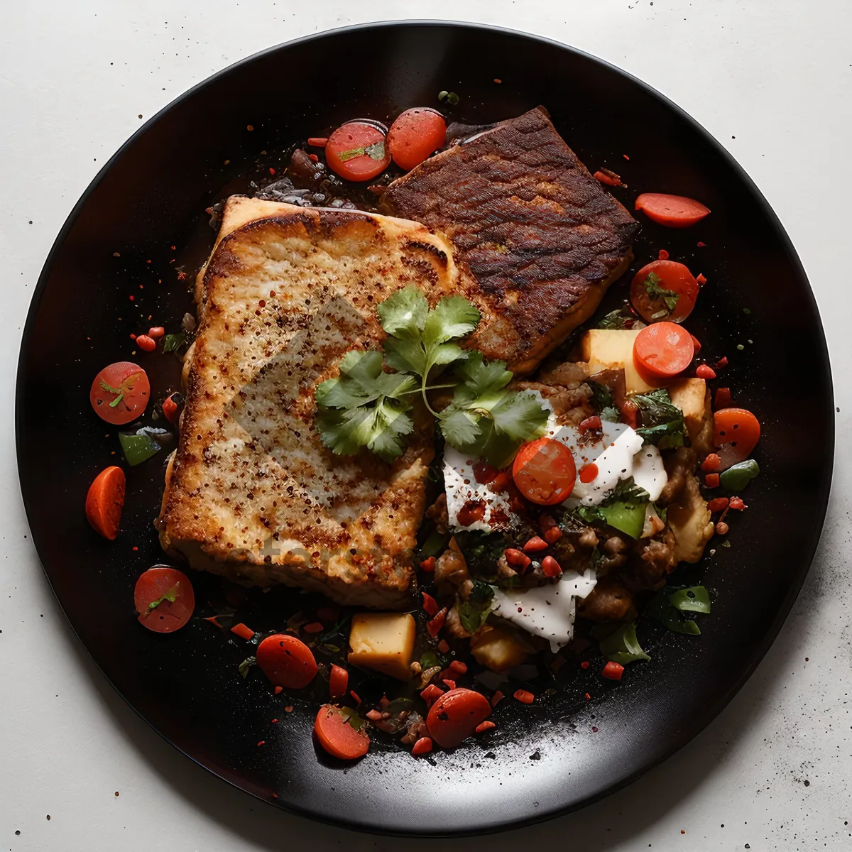 Picture of Healthy vegetable salad with grilled beef and black beans