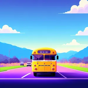 Scenic Summer School Bus on Country Road