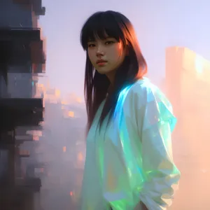 Attractive brunette businesswoman smiling in kimono