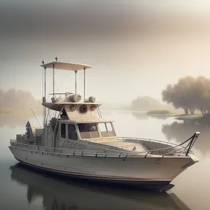 Seaside Serenity: Majestic Vessel in Tranquil Marina