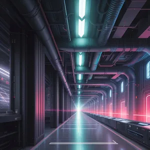 Digital Subway Station: Futuristic Terminal Tunnel with 3D Effects